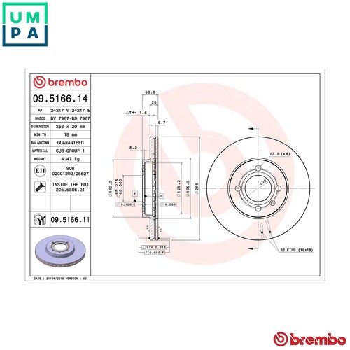 Brake disc 5166 11 for - 2x, 09.5166.11