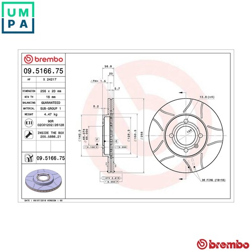 Brake disc 5166 75 for - brake,